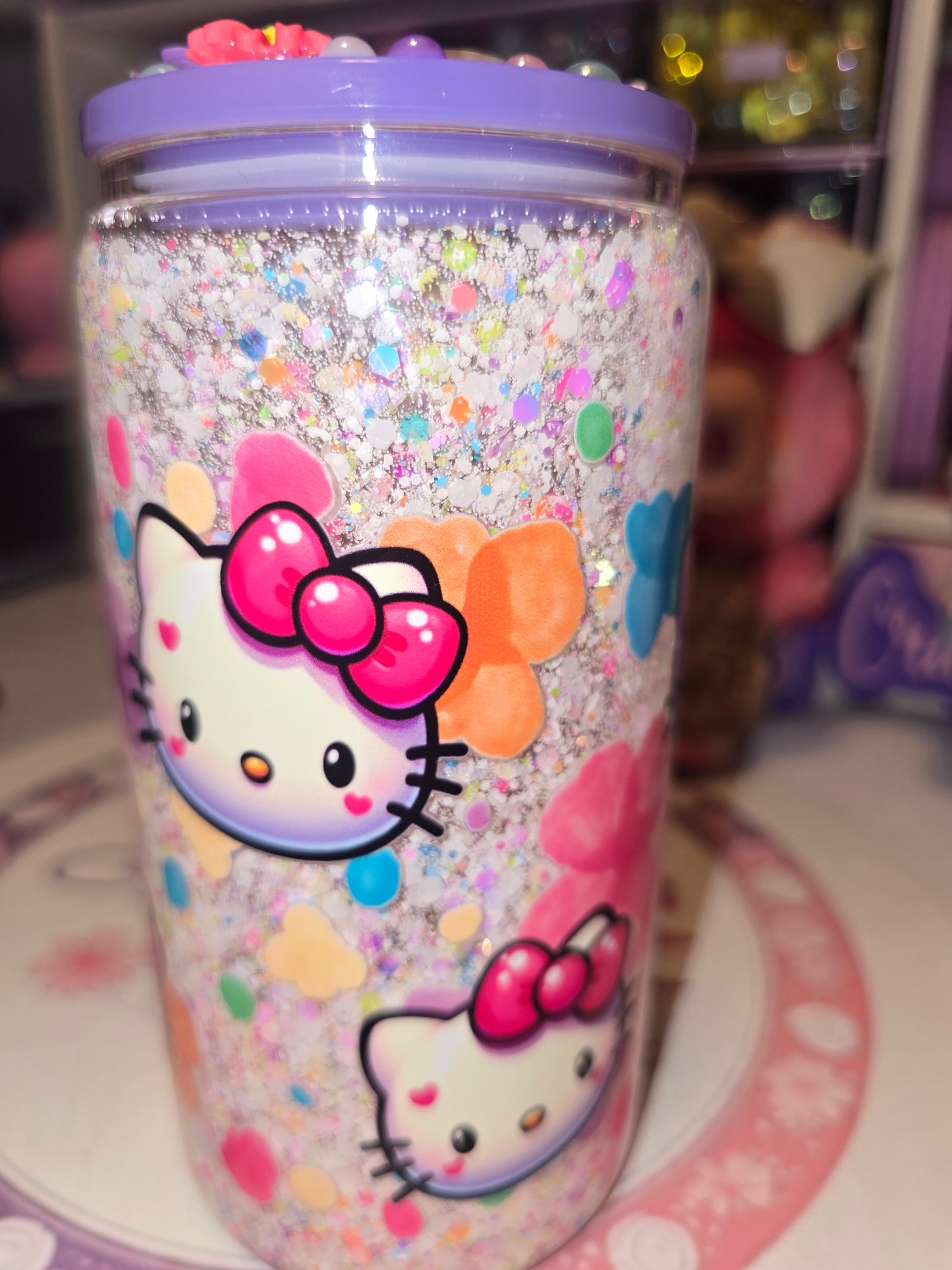 Colorful HK glass snowglobe tumbler